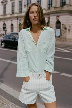 ZARA ШОРТЫ Z1975 MOM FIT, ПОЛОСКИ