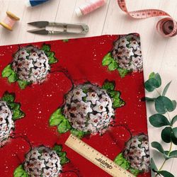 Ткань флис белые цветы шаровой формы