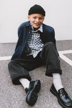 ZARA СТЕГАНАЯ КУРТКА-РУБАШКА С НАШИВКОЙ, МОРСКОЙ СИНИЙ