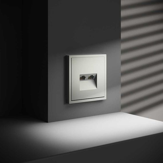 Розетка компьютерная встраиваемая Voltum S70 двойная RJ45+RJ45 кат.6, (сталь) VLS060205