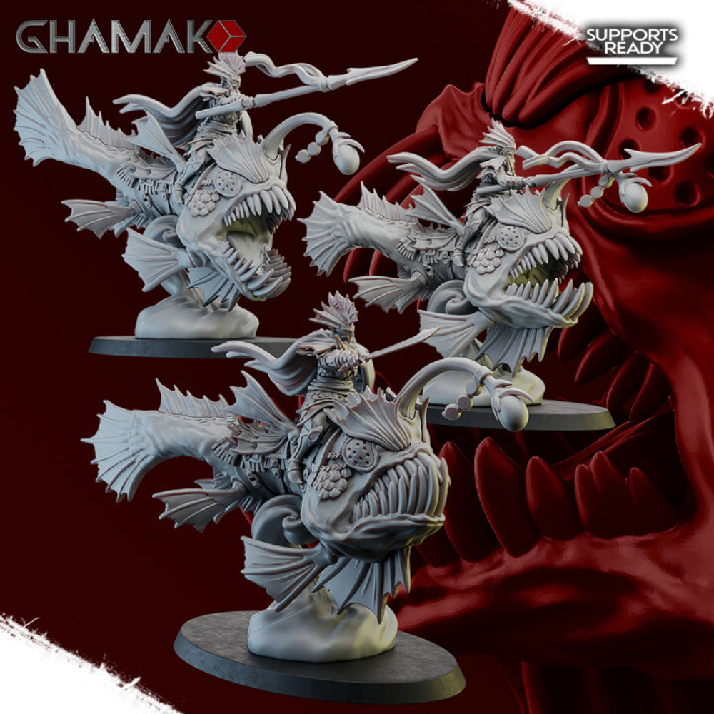 Grand Alliance Order Idoneth Deepkin Akhelian Guard Всадники на глубоководных рыбах миниатюра для dnd, днд, pathfinder, фентези, Настольная игра, НРИ, Варгейм, РПГ