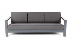 "Гранада" диван 3-местный, каркас алюминий темно-серый (RAL7024) шагрень, ткань темно-серая 027