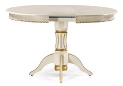 Деревянный стол Павия 100(130)х100х79 слоновая кость с золотой патиной