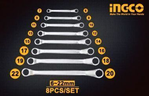 Набор накидных изогнутых ключей 6-22 мм 8 шт. INGCO HKSPA3088 INDUSTRIAL