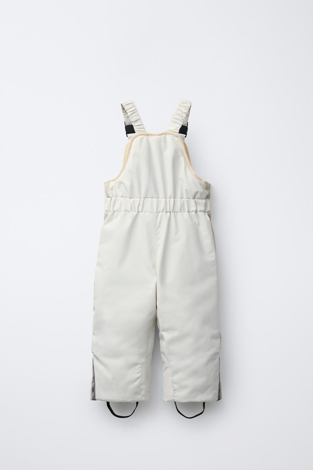 ZARA ДЛИННЫЙ НЕПРОМОКАЕМЫЙ И ВЕТРОЗАЩИТНЫЙ КОМБИНЕЗОН С ЦВЕТНЫМИ БЛОКАМИ, ЭКРЮ