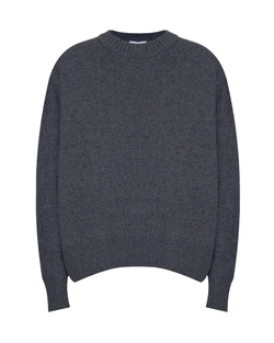 Джемпер из смесового кашемира с круглым вырезом темно-серый
