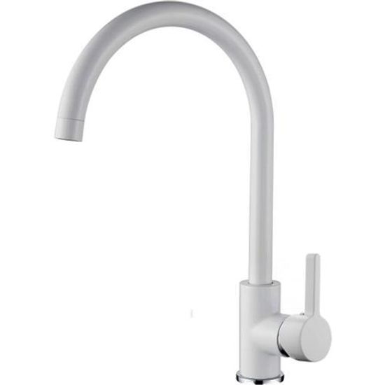 Смеситель кухня LEDEME 4299W Макси (белый) на гайке