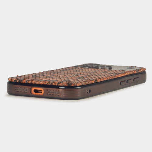 Чехол-накладка для iPhone 17 Pro - кожа питона, коньяк