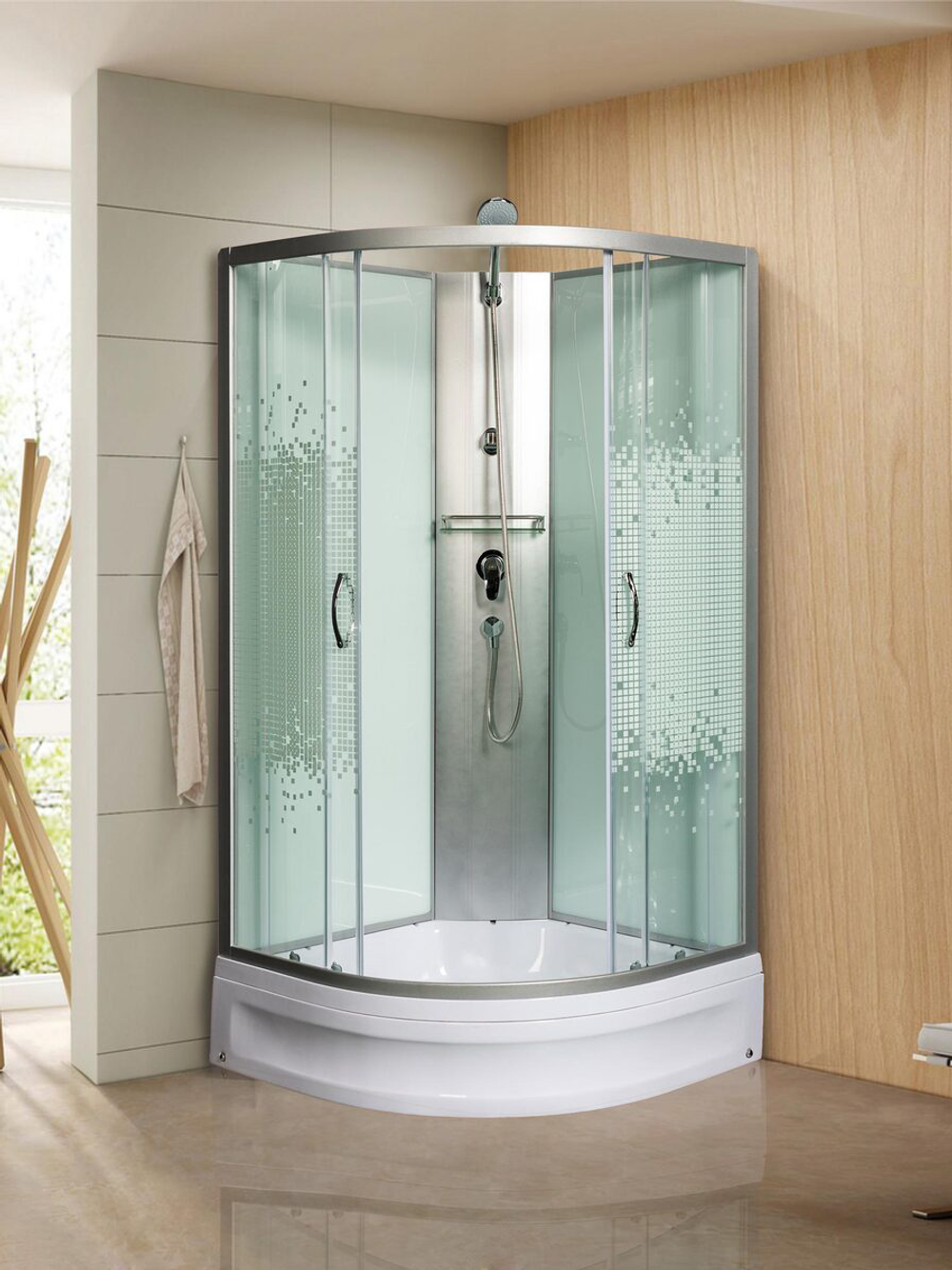 Душевая кабина МОНОМАХ 100/24 С МЗ, б/крыши, 1000х1000х2060 10000005787 полукруг