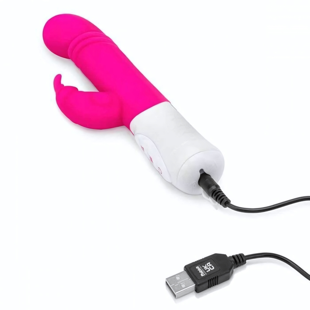 Розовый массажер для G-точки Slim Shaft thrusting G-spot Rabbit - 23 см. (Цвет: розовый)
