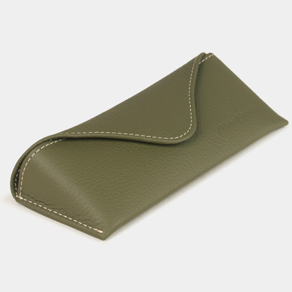 Футляр для очков Vision из кожи теленка, зеленого цвета