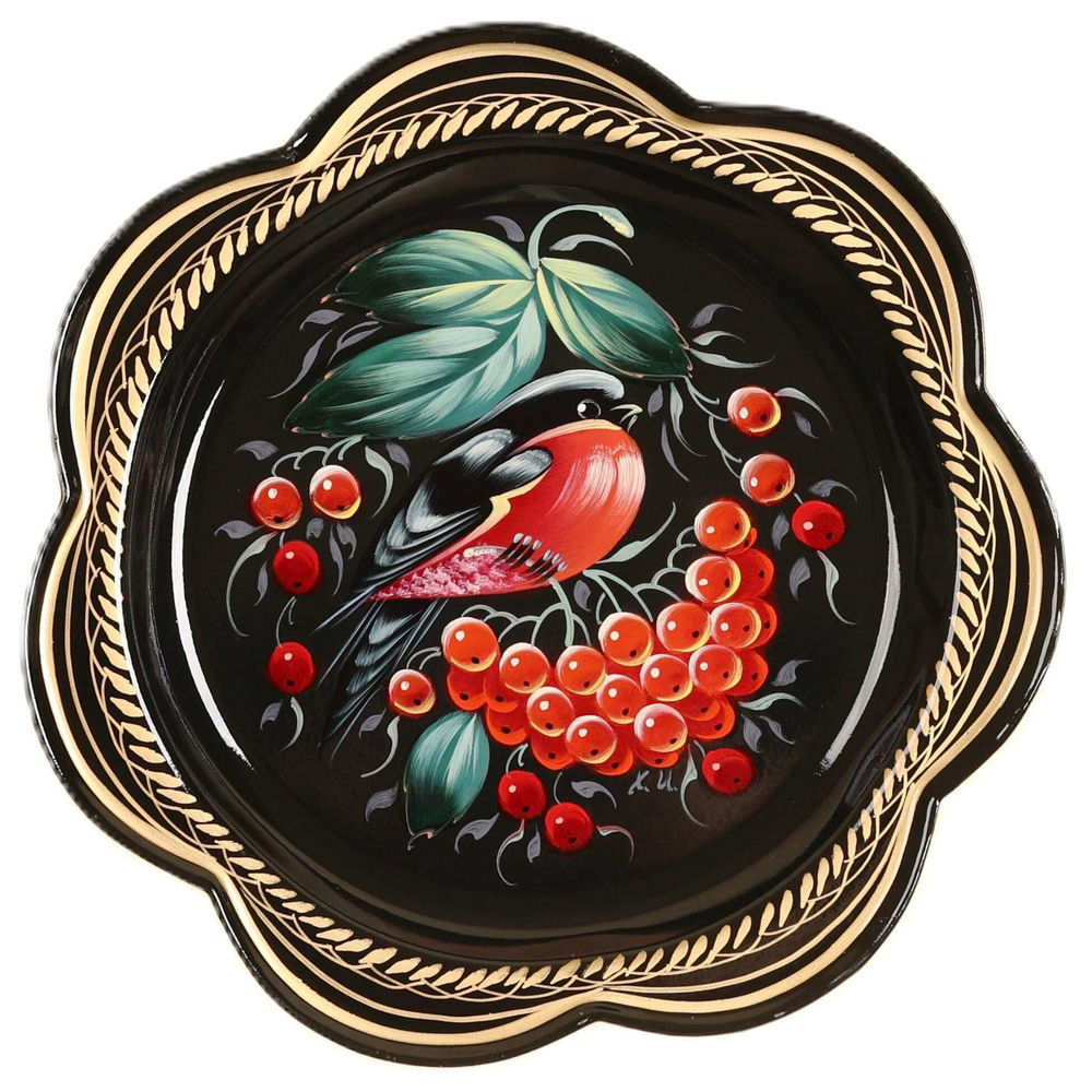 Жостовский поднос декоративный, размер 18 см (A1), металлический