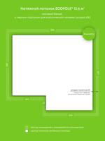 Натяжные потолки: 14.9 м2, 12.6 м2