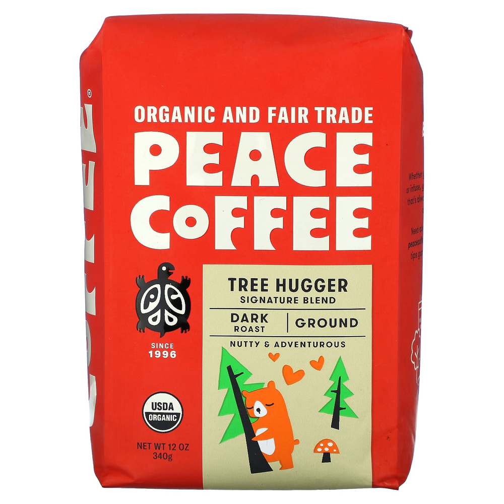 Peace Coffee, Organic Tree Hugger, молотый, темная обжарка, 340 г (12 унций)