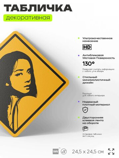 Табличка декоративная "Jisoo, Джису, Blackpink" на дверь и стену, прикольная штука в подарок, декоративный знак, 24,5х24,5 см, пластиковая, Айдентика Технолоджи