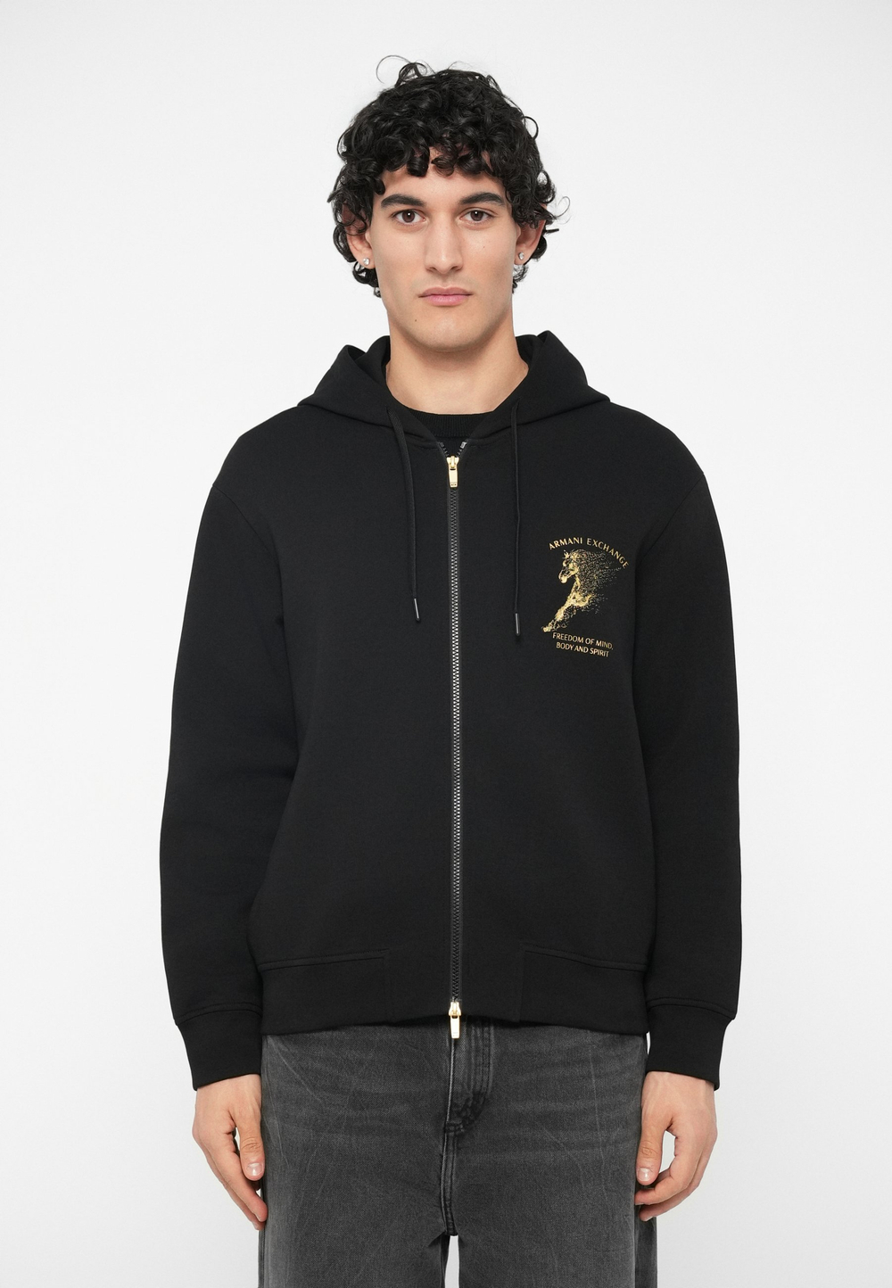 Armani Exchange UNISEX - Толстовка на молнии - Чёрный
