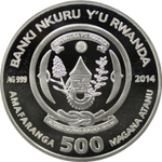 500 франков 2014 год "Год Лошади", Руанда. PROOF + сертификат