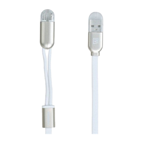 Кабель USB REMAX Gemini 2in1 micro-Iphone 1M, 2.1A RC-025t белый