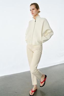 ZARA КАРДИГАН НА МОЛНИИ, ЭКРЮ