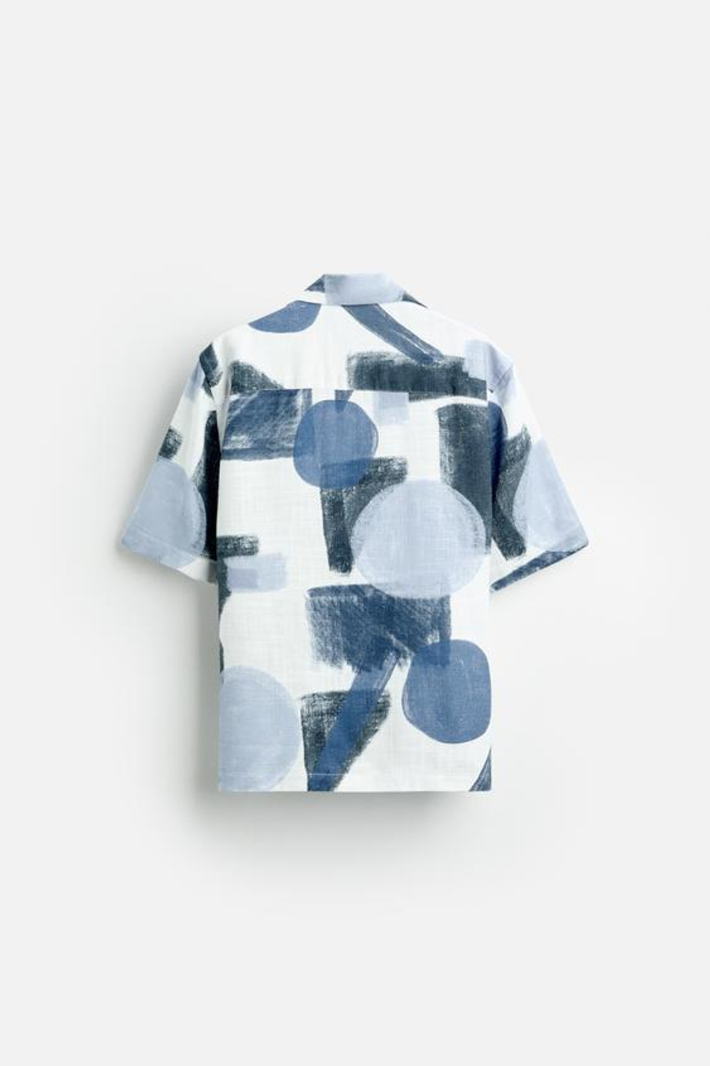 ZARA РУБАШКА С АБСТРАКТНЫМ ПРИНТОМ, СИНИЙ