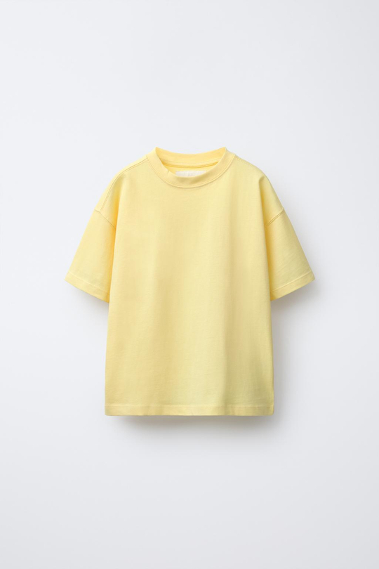 ZARA ОДНОТОННАЯ ФУТБОЛКА MEDIUM WEIGHT, ЖЕЛТЫЙ