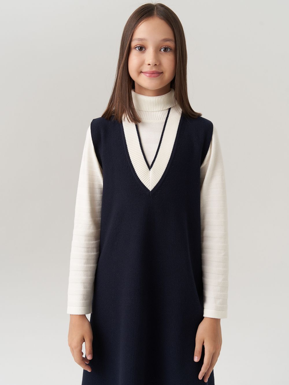 Сарафан школьный для девочки AT974 синий