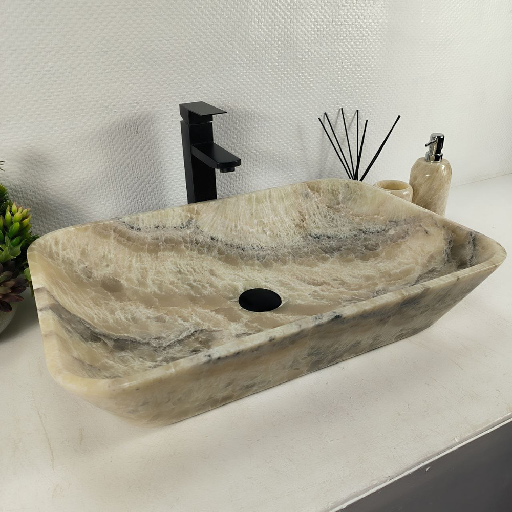 Раковина из оникса Rectangle Big Grey EO-64613 60*40*13 0203