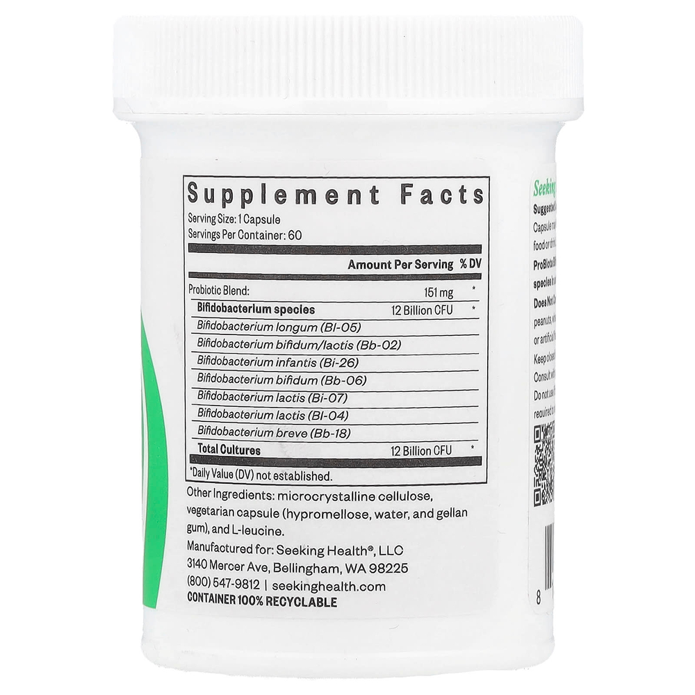 Seeking Health, ProBiota Bifidobacterium, бифидобактерии, 12 млрд КОЕ, 60 капсул