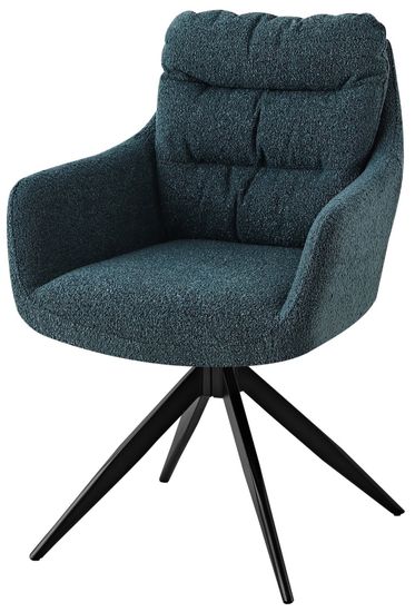 Стул обеденный поворотный Amy сине-зеленый букле