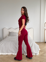 Леггинсы клёш красные