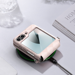 Складной чехол-книжка розового цвета от Dux Ducis для Samsung Z Flip 6, серия Fitt Series Case