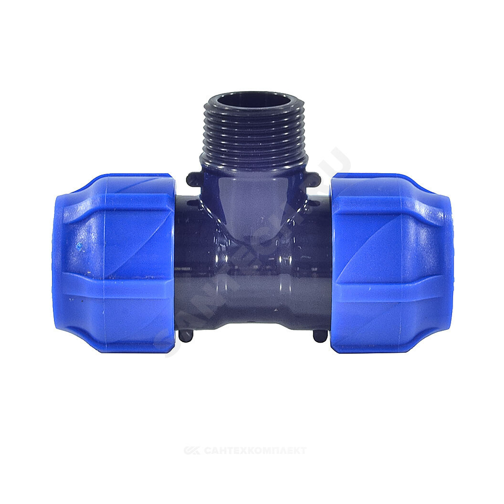 Тройник компрессионный ПЭ Дн 25х1/2"х25 НР Ру16 VALFEX 1210022501225