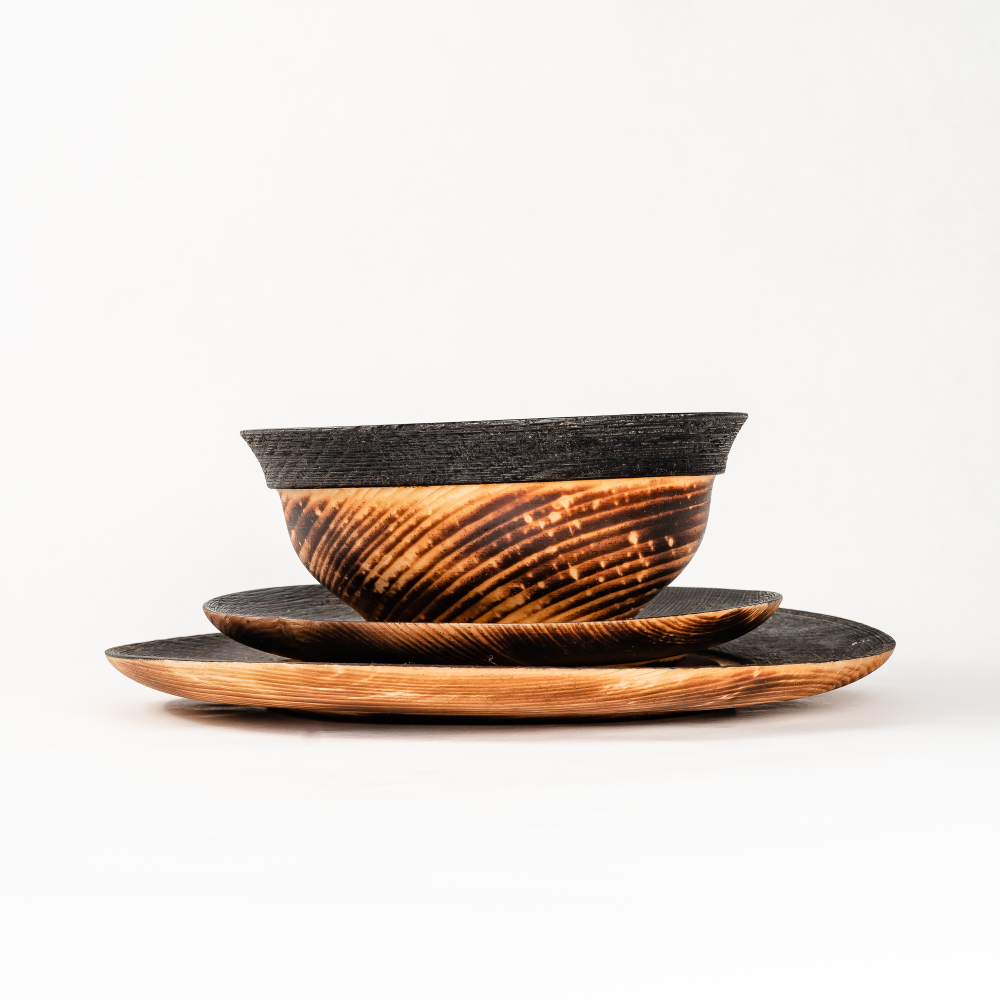 Набор деревянных тарелок из дерева сибирский кедр - 3 шт. TN80