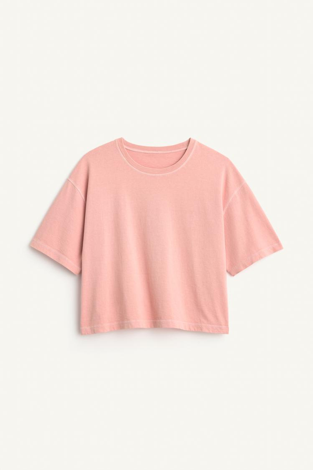 ZARA ФУТБОЛКА ИЗ 100% ХЛОПКА, БЛЕДНО-РОЗОВЫЙ