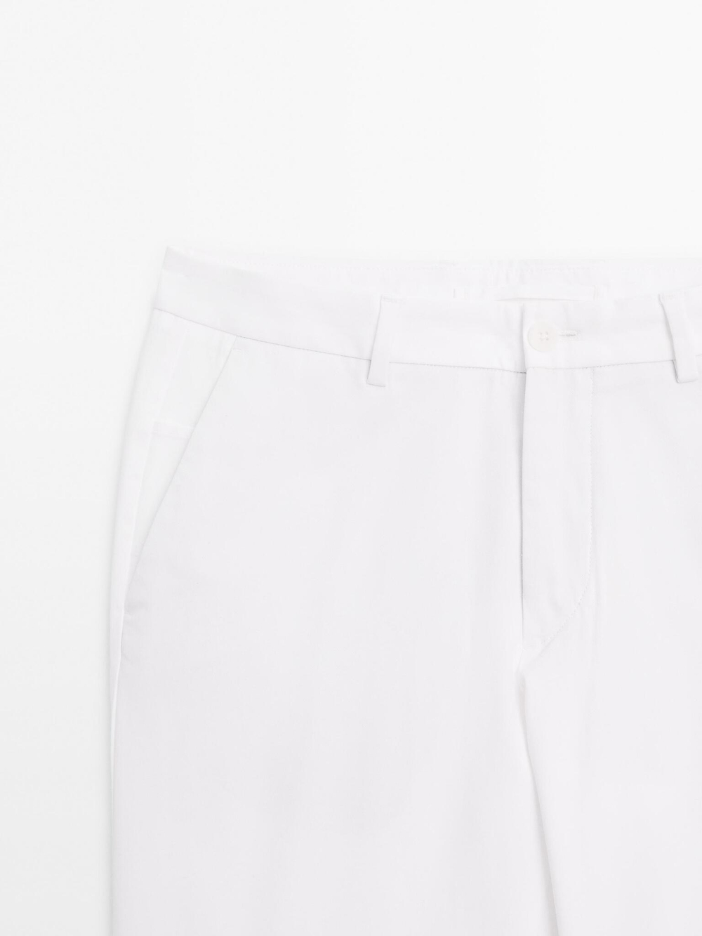 Massimo Dutti Узкие брюки из хлопковой смесовой ткани, кремовый