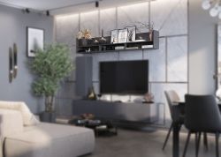 Полка настенная "Квинта" серый 1600*220*350мм, Велес, г.Туймазы