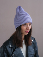 Шапка вязаная-резинка весенняя/осенняя хлопковая КЭП(Лаванда)