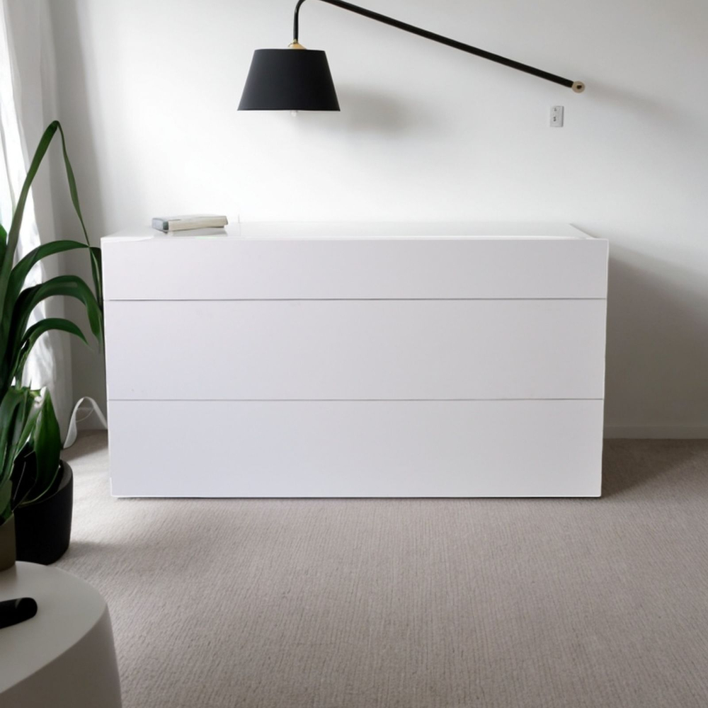 Комод белый Оланд без ручек 3 ящика для вещей и одежды с органайзерами для ящиков