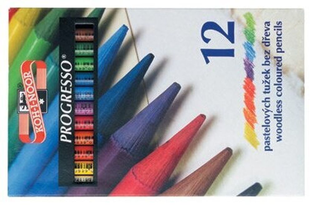 Карандаши цветные художественные KOH-I-NOOR "Progresso", 12 цветов, 7,1 мм, в лаке, без дерева, заточенные, 8756012007PZ