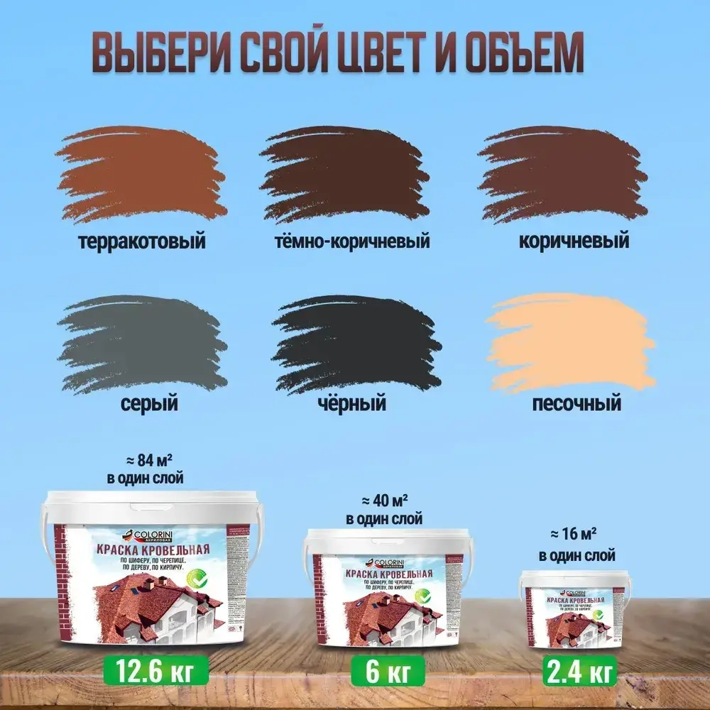 Краска кровельная 2.4 кг, акриловая терракот
