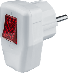 Вилка электрическая Navigator PL05 16А с заземлением с выключателем угловая белая 26513