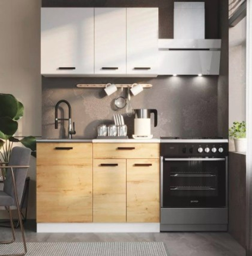 Кухня Хозяюшка 1.1 (Белый/Дуб Вотан)