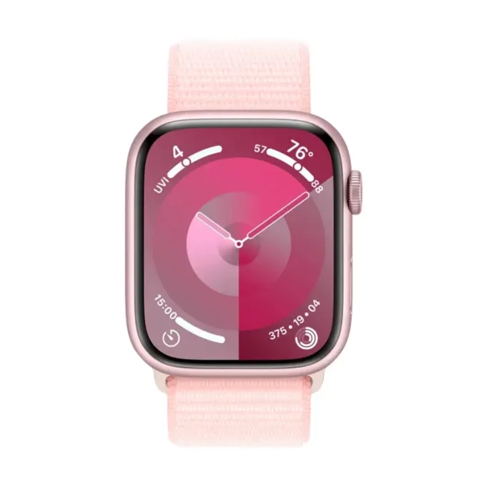 Apple Watch Series 9, 45 мм, розовый алюминий, спортивный ремешок нежно-розового цвета