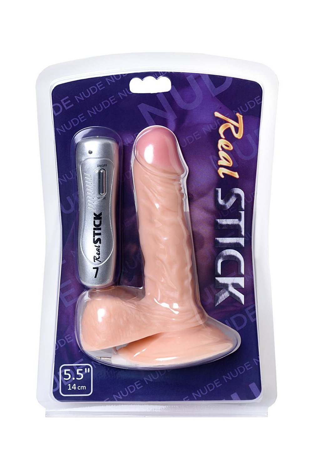 Реалистичный вибратор RealStick Nude, PVC, телесный, 7 режимов вибрации, 14 см