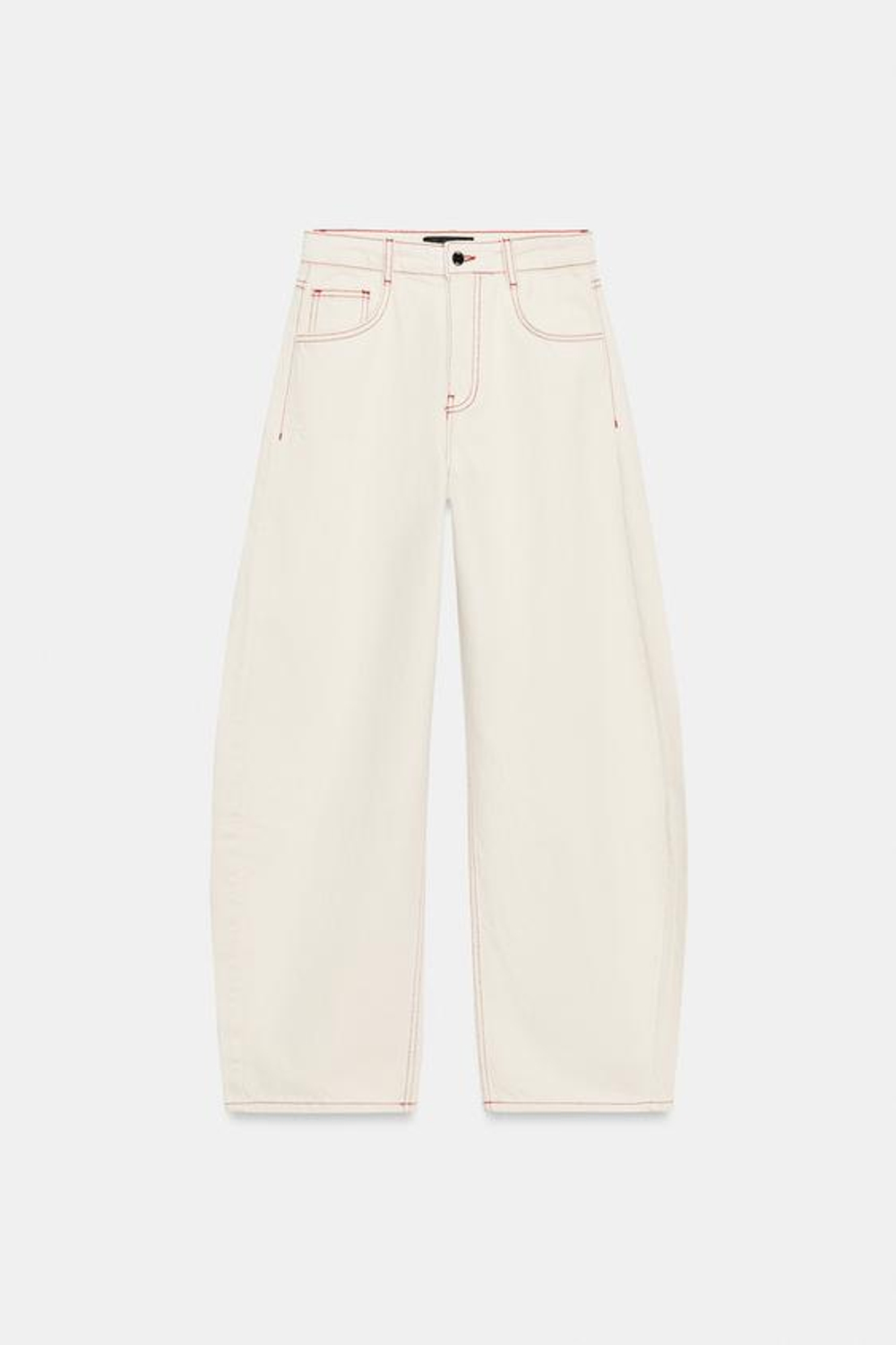 ZARA ДЖИНСЫ Z1975 BARREL СО СРЕДНЕЙ ПОСАДКОЙ, ЭКРЮ