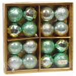 Новогодние шары «Зимняя вечеринка» 6 см (набор 16 шт), Мятный