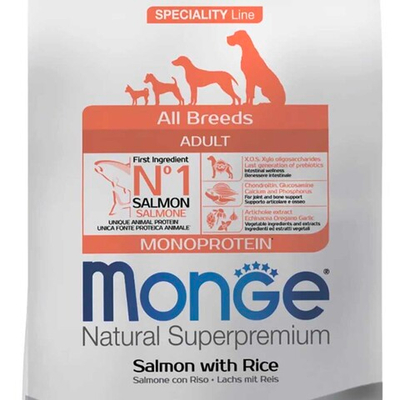 Monge Dog All Monoprotein Salmon - монобелковый корм для собак (лосось и рис)