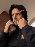 Black insulated windbreaker-anorak