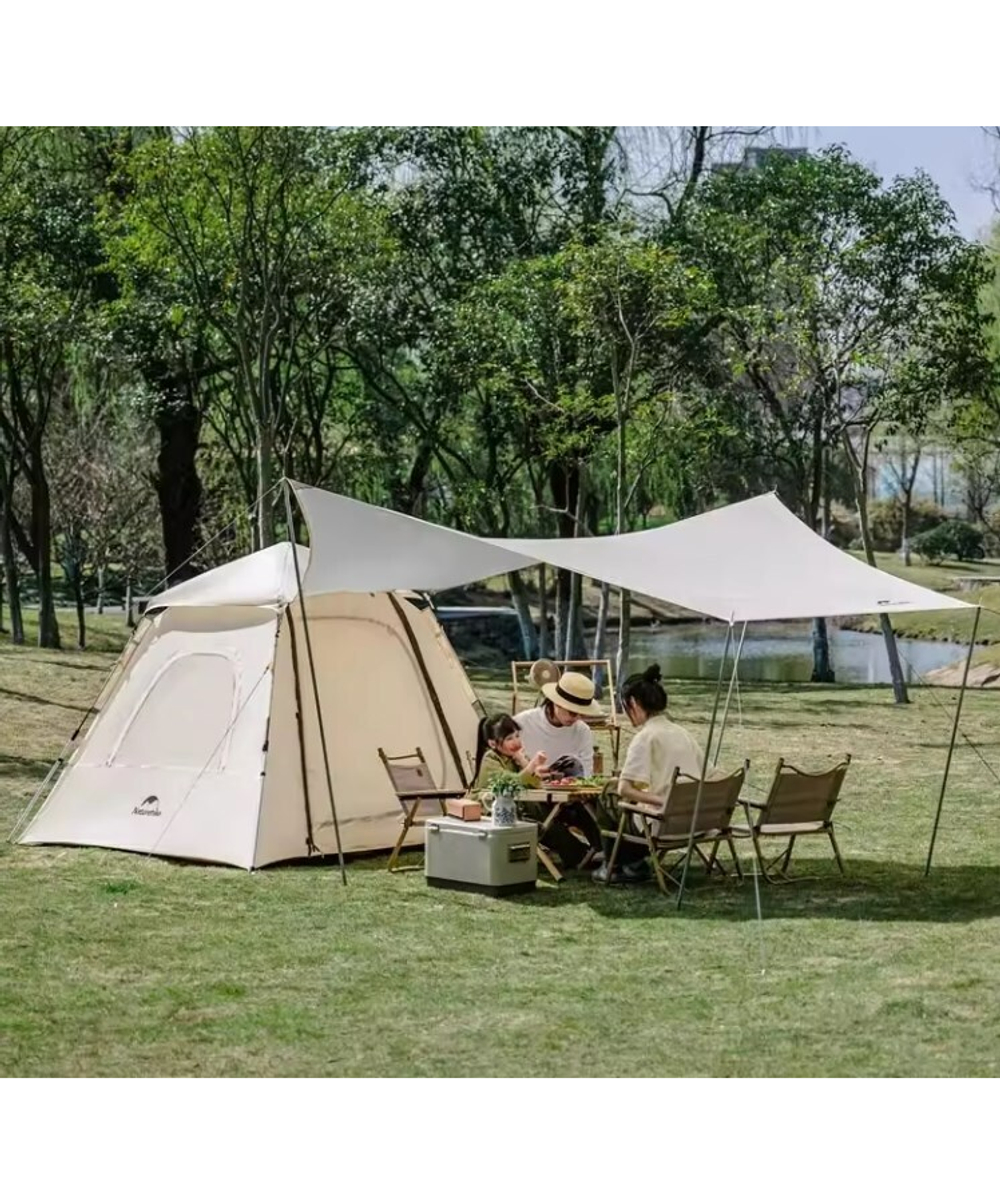Палатка Naturehike Ango 3-местная, быстросборная, бежевая, со стойками