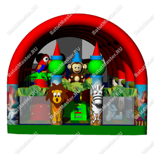 Коммерческий надувной батут "Зверята с крышей 2" 12*8*6 м